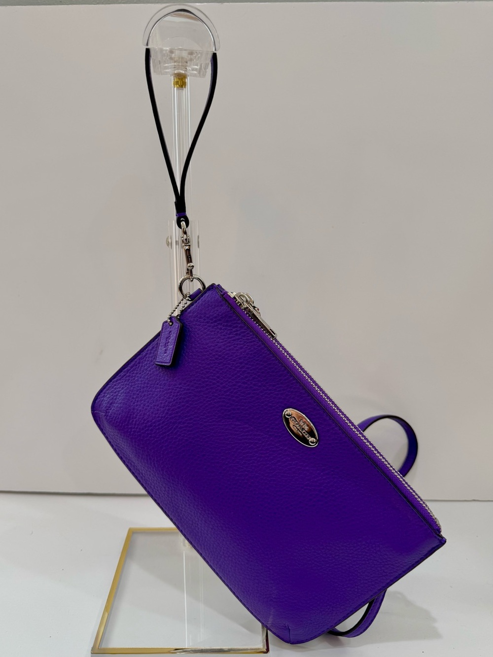 Coach Double Zip Crossbody | Vibrant Purple Pebbled Leather | NWOT